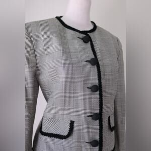 Vintage ‘90s Norton McNaughton Black & White Plaid Houndstooth Blazer